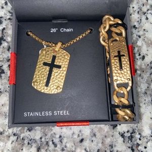 Stainless Steel Cross 2-pc. Jewelry Set